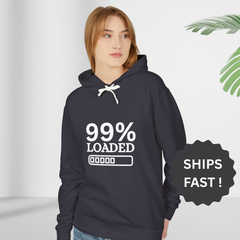 99% Loaded Pregnancy Announcement Hoodie, Funny Baby Loading Sweatshirt, New Mom To Be Gift, Maternity Reveal, Third Trimester Apparel